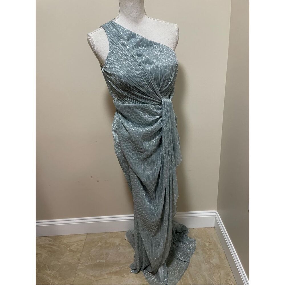 Adrianna Papell Women's Stardust Pleated Draped Gown Size 6 - Picture 5 of 9